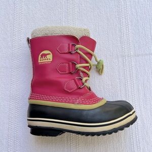 Sorel Kids Pink and Black Waterproof Boots